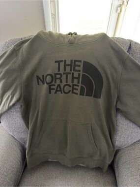 The North Face Olive Green Crewneck Pullover with Black Logo